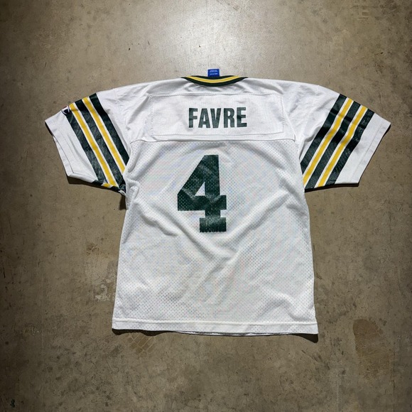 Vintage Green Bay Packers Jersey Youth Large White Green NFL Football Favre 90s - Picture 4 of 4